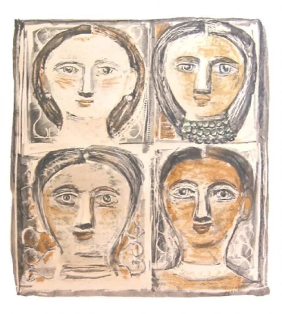 リトグラフ Campigli - Quattro teste