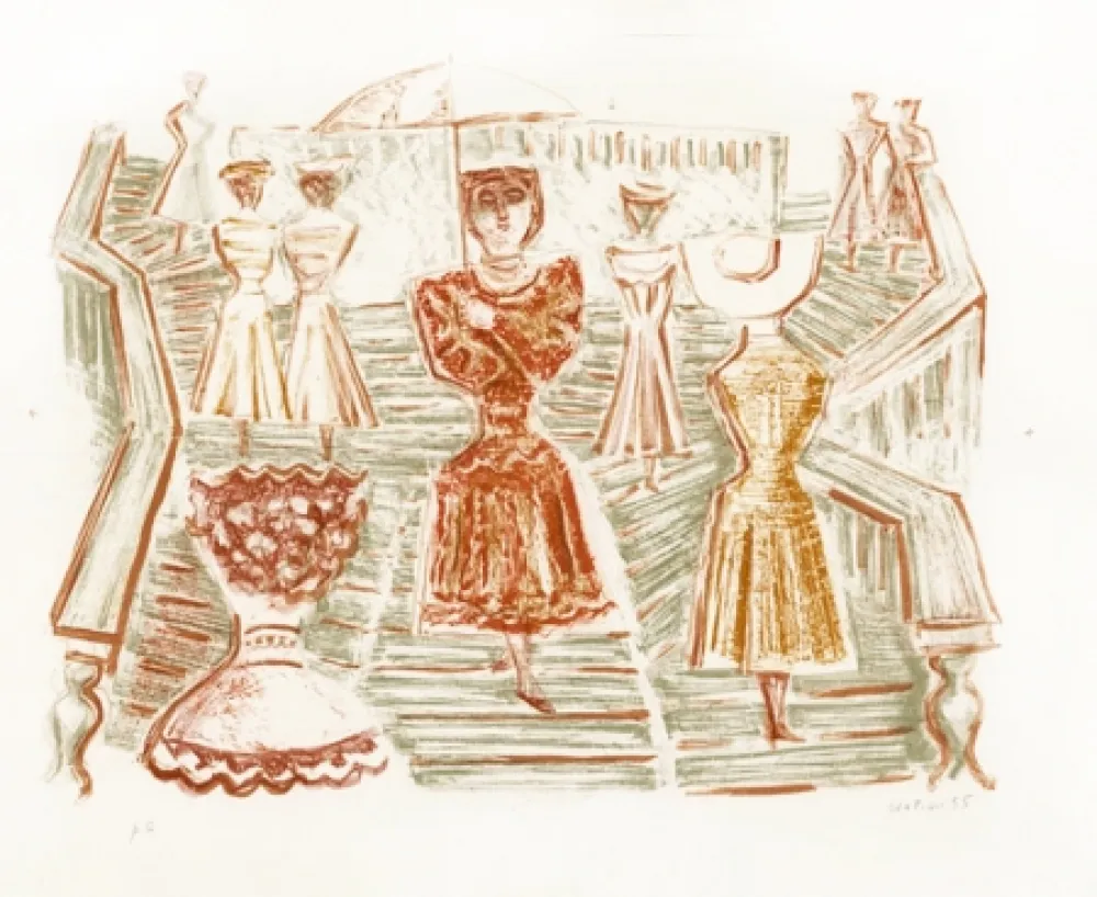 リトグラフ Campigli - Scalinata