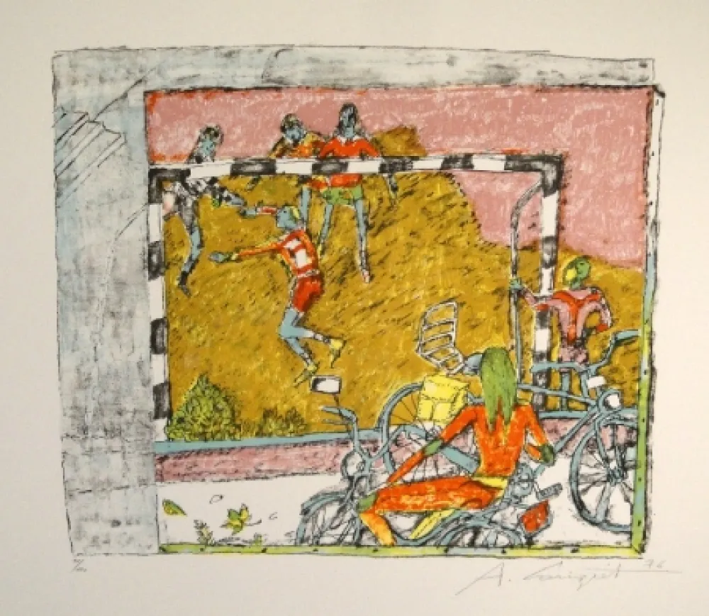 リトグラフ Carigiet - (Fussballspiel)