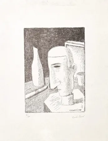 リトグラフ Carra - Carlo Carrà (1881–1966) – Gentiluomo ubriaco – Zinc lithograph – 1949