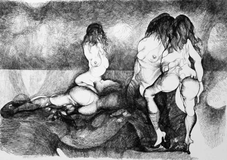 エッチング Carrera - Giochi sulla spiaggia