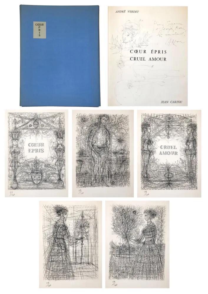 挿絵入り本 Carzou - André VERDET Coeur épris, cruel amour. Pointes sèches originales de Jean Carzou