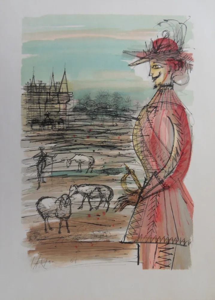 彫版 Carzou - Le berger et ses mouton