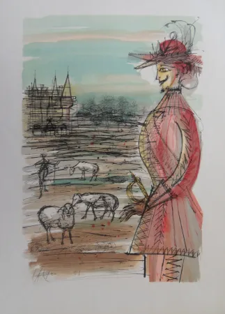 彫版 Carzou - Le berger et ses mouton