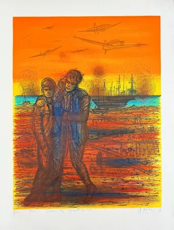 リトグラフ Carzou - Le débarquement