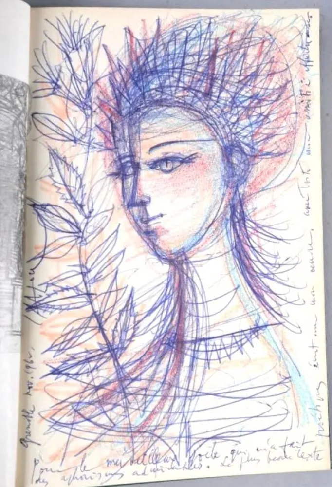 挿絵入り本 Carzou - Original unique drawing