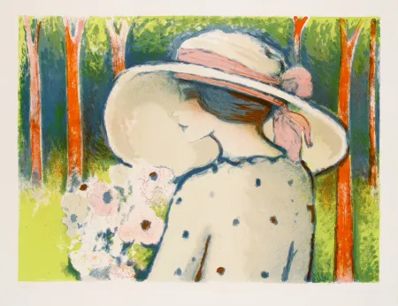 リトグラフ Cassigneul  - Les Arbes Rouge