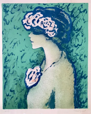 リトグラフ Cassigneul  - Profil Fond Vert