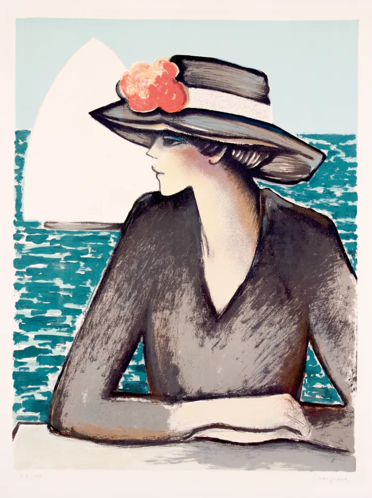 リトグラフ Cassigneul  - The white sailing boat