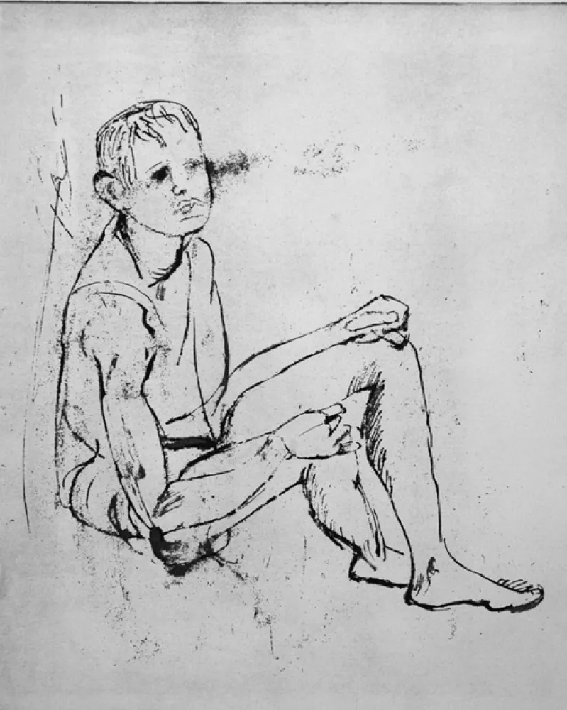 エッチング Cassinari - Ragazzo seduto