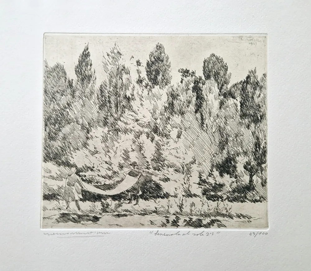 エッチング Castellani - Lenzuola al sole