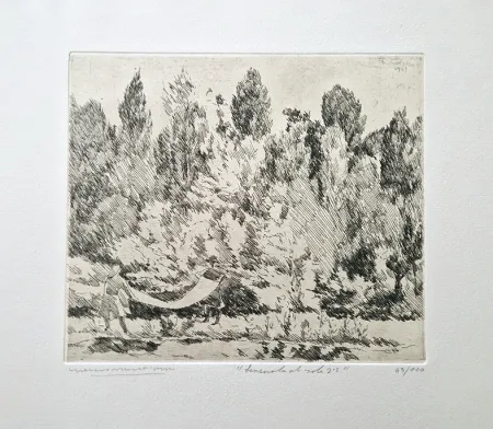 エッチング Castellani - Lenzuola al sole