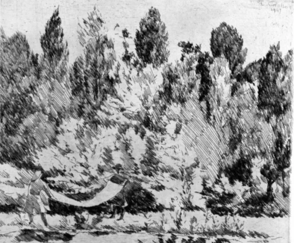 エッチング Castellani - Lenzuola al sole