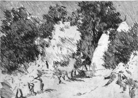 エッチング Castellani - Piccolo paesaggio a Reforzate