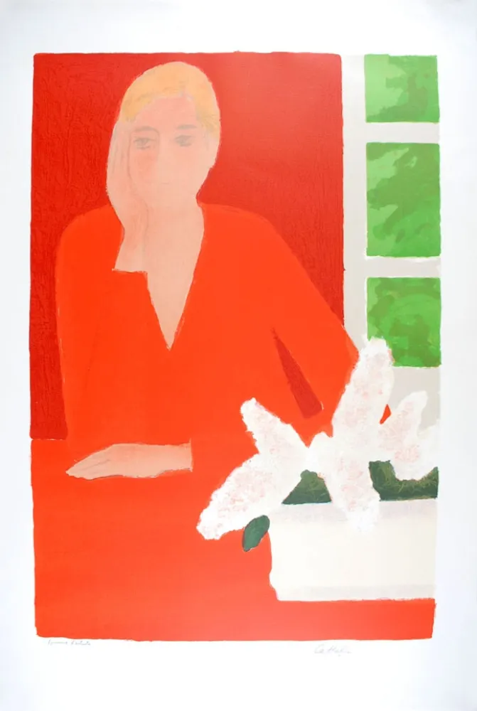 リトグラフ Cathelin - Régine aux Rebatières - Régine at the Rebatieres