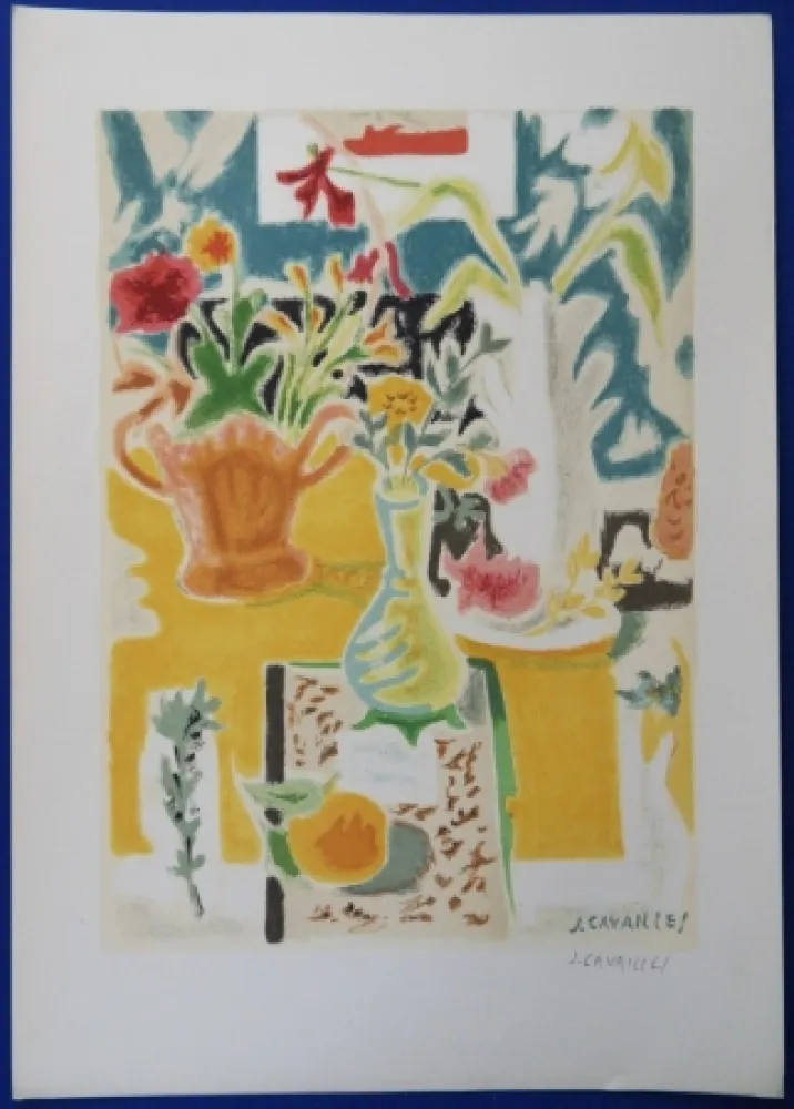 リトグラフ Cavailles - Table fleurie
