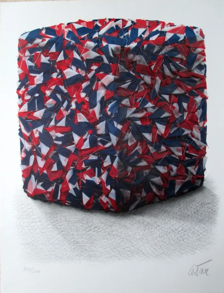 シルクスクリーン Cesar - Compression des drapeaux francais