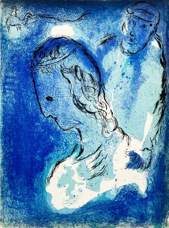 リトグラフ Chagall - Abraham und Sarah