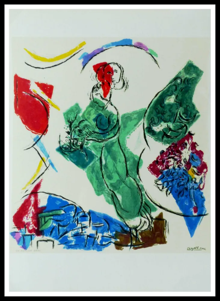 リトグラフ Chagall (After) - FEMME EN VERT