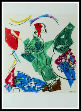 リトグラフ Chagall (After) - FEMME EN VERT