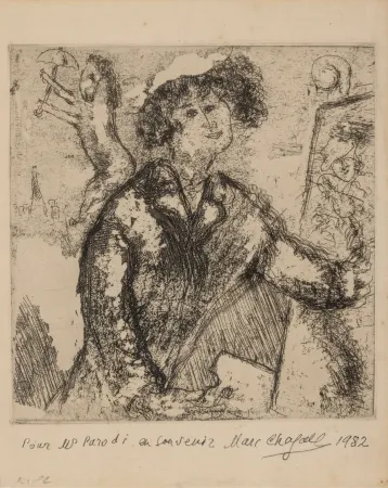 彫版 Chagall - Autoportrait au chevalet (from Chagall et l'Ame Juive)