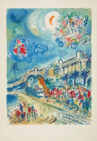 リトグラフ Chagall - Bataille de Fleurs (Carnaval of Flowers)