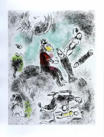エッチング Chagall - Celui qui dit les choses sans rien dire, Planche IV