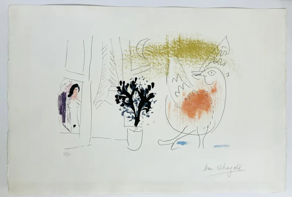 リトグラフ Chagall - Coq rouge. 1957