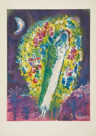 リトグラフ Chagall - Couple dans les Mimosas (Couple in Mimosa)