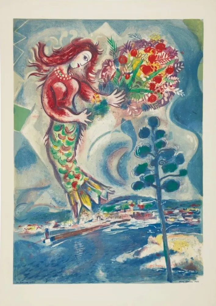リトグラフ Chagall - Couple et poisson (Couple and Fish)
