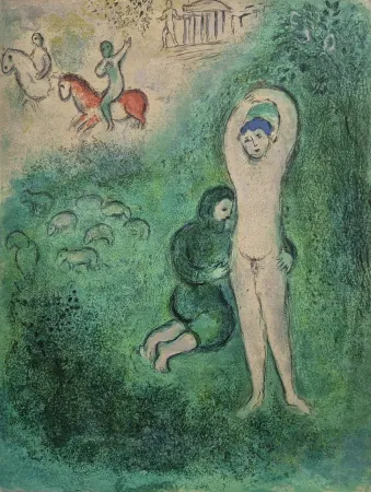 リトグラフ Chagall - Daphins and Gnathon