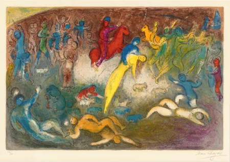リトグラフ Chagall - Enlèvement de Chloé (Chloe is carried off by the Methymneans)