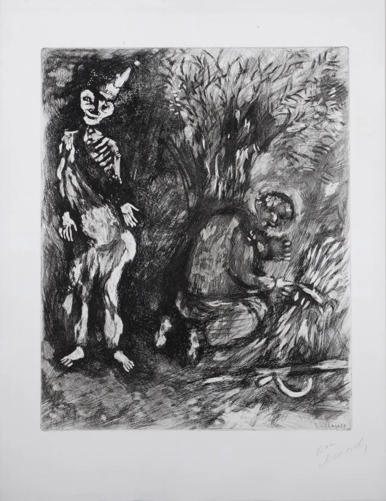 彫版 Chagall - Fables de la Fontaine : La mort et le bucheron, 1952