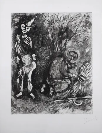 彫版 Chagall - Fables de la Fontaine : La mort et le bucheron, 1952