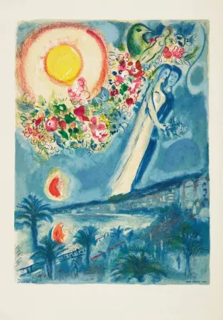 リトグラフ Chagall - Femme au bouquet (Woman with Bouquet)