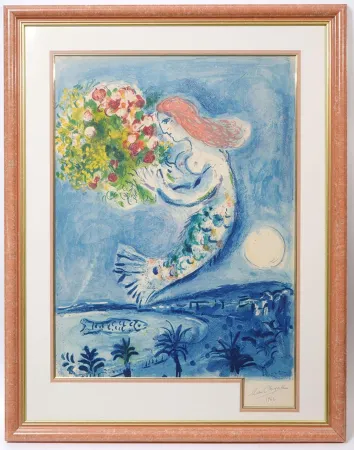 リトグラフ Chagall - Hand-signed - La Baie des Anges