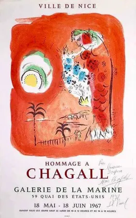 リトグラフ Chagall - Hand-Signed - The Red Siren / La Baie des Anges
