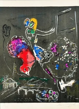リトグラフ Chagall - (handsigned) La nuit à Paris