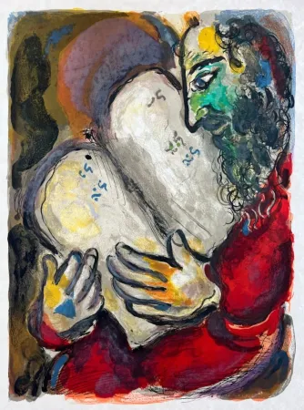 リトグラフ Chagall - He wrote in the Tables the wordes of the covenant, even the Ten Commandments