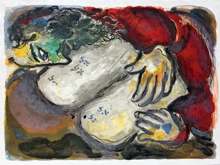 リトグラフ Chagall -  He wrote in the Tables the wordes of the covenant, even the Ten Commandments