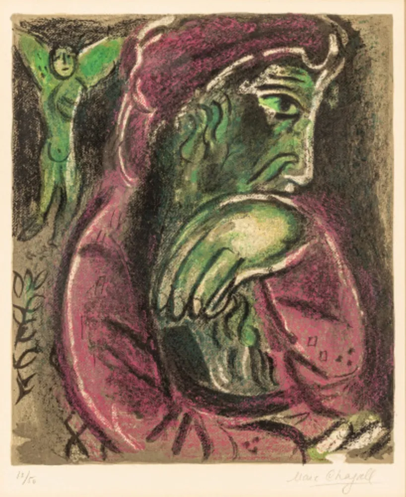 リトグラフ Chagall - Job in Despair