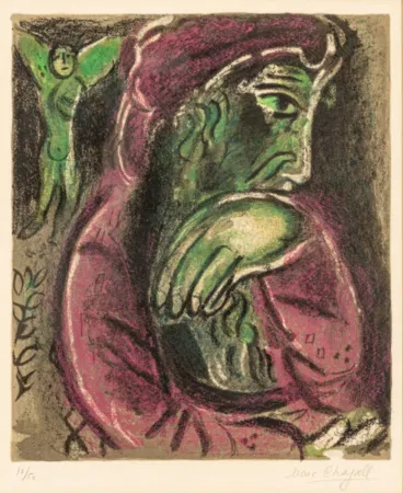 リトグラフ Chagall - Job in Despair