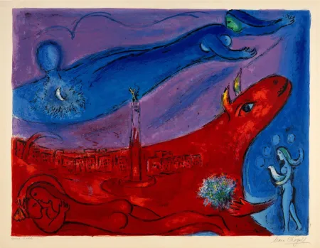 リトグラフ Chagall - La Bastille