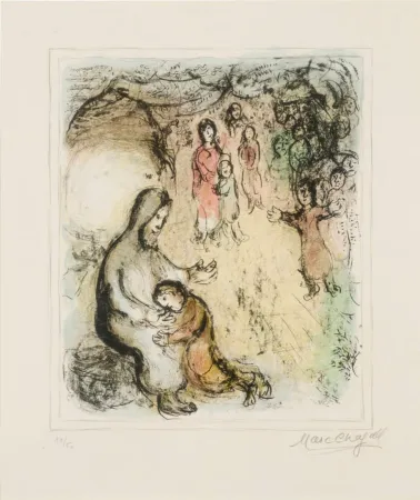 リトグラフ Chagall - La Bénédiction de Jacob