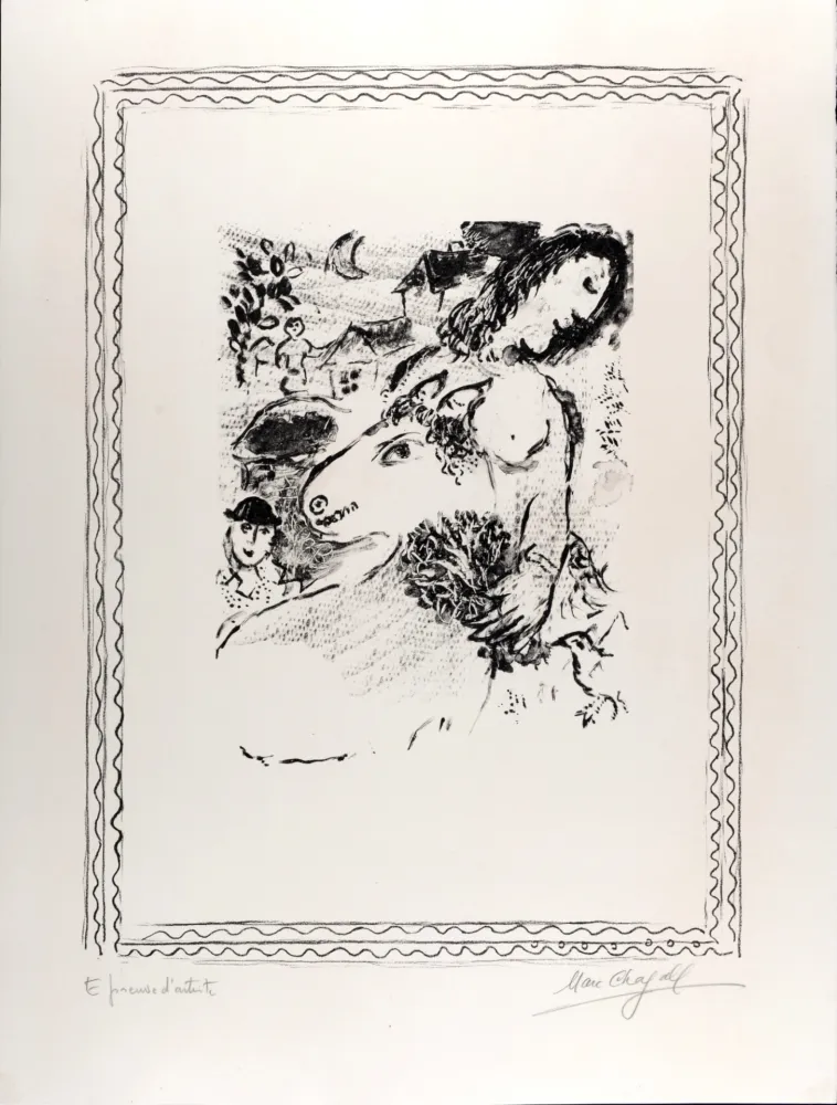 リトグラフ Chagall - La Fermière à l'âne, c. 1971 - Hand-signed