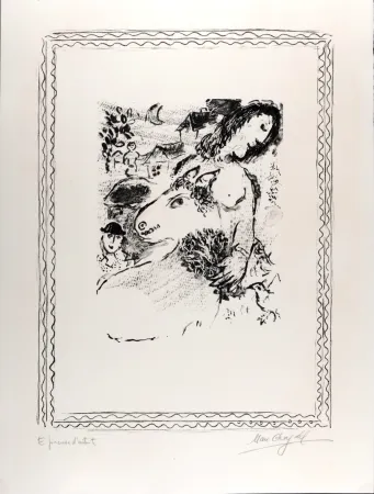 リトグラフ Chagall - La Fermière à l'âne, c. 1971 - Hand-signed