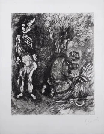 エッチングと　アクチアント Chagall - La mort et le bûcheron (Death and the Woodcutter, from the fables of La Fontaine)