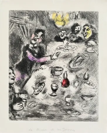 エッチング Chagall - La Rieur et Les Poissons