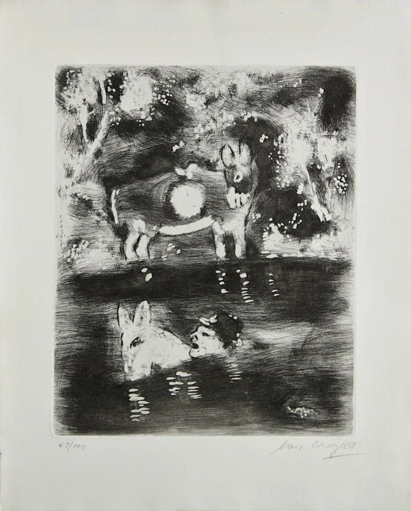 彫版 Chagall - L'Ane chargé d'eponges et l'Ane chargé de sel