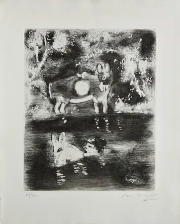 彫版 Chagall - L'Ane chargé d'eponges et l'Ane chargé de sel